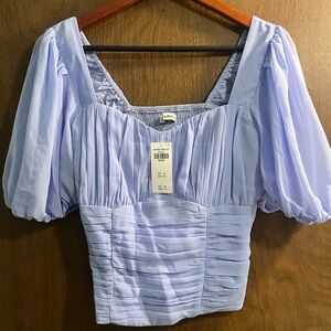 Abercrombie & Fitch Light Blue Puff Sleeve Blouse